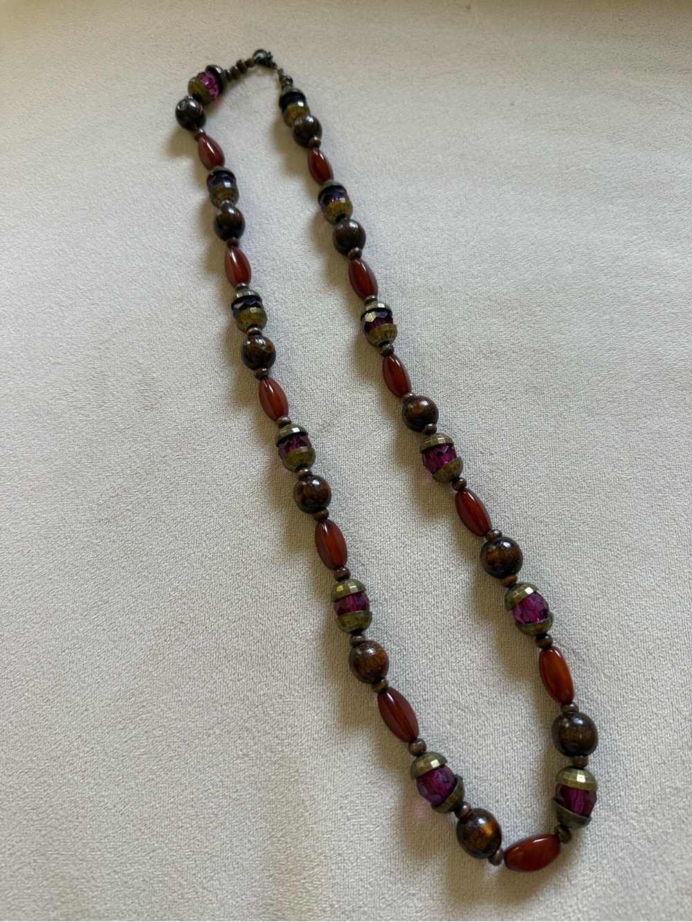 Vintage Brown and Purple Beaded Women's Necklace